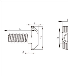 鋁型材專用T型螺栓二維圖