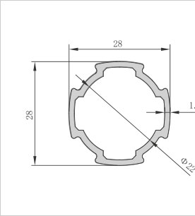 D28-A鋁合金精益管型材二維圖
