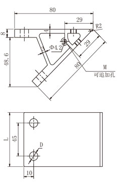 45度鋁型材雙槽角件物理參數(shù)